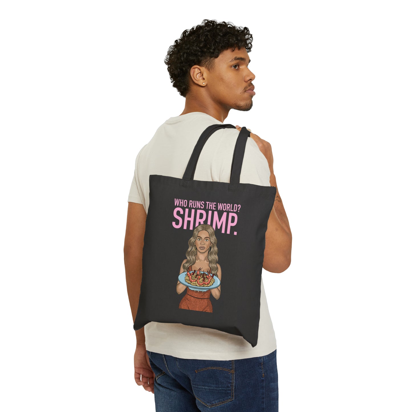 "Shrimp Run the World" Cotton Canvas Tote Bag