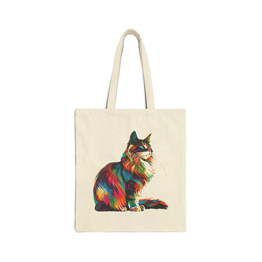 "Chromatic Whiskers" Cotton Canvas Tote Bag